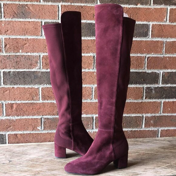 STUART WEITZMAN Gillian Suede Over the Knee Boots Burgundy 6 MSRP $795 NWOT - Picture 4 of 8